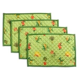 Coniglio Palm Beach Placemats Set Of 4 Reversible Tropical Print/ Green NWT $250
